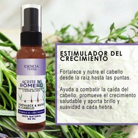 Aceite de romero para el cabello adicionado con coco y vitamina E | Reparación intensiva para cabello seco y maltratado | Hidrata, nutre, fortalece y evita la caída del cabello | 60 ml