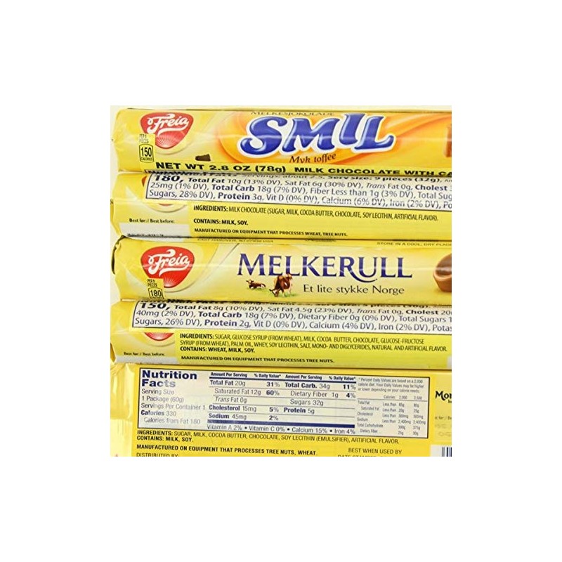Freia 6-Pack: 2 Smil, 2 Milk Chocolate Bars, 2 Melkerulls