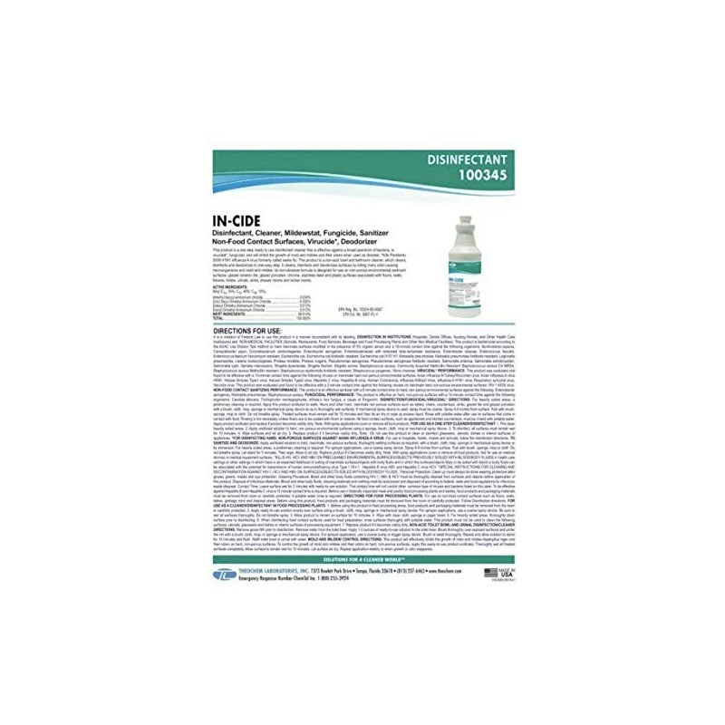Theochem Laboratories in-Cide Multi Surface Fresh Disinfectant Cleaner (1 Gallon