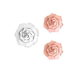 3pcs Party Paper Flower Wedding Backdrop Decorations DIY Handcrafted Flower Backdrop Nursery Wall Decoration (Pink White)