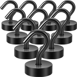 Neosmuk Magnetic Hook, Black, 12 kg Magnetic Hook, Extra Strong for Locker Organiser, Neodymium Magnets, Hook Magnetic Very Strong for Workshop Equipment, Rear Tent, Grill, Clothes Hooks