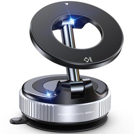 Jononser Magnetic Car Phone Holder, Suction Cup Phone Mount for Magsafe, 360° Adjustable Magnetic Phone Holder, Pocket Size Foldable Phone Holders for Your Car for All Smartphones, Silver