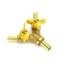 Topteng 3/8" Hose Barb Ball Valve Y Shaped 3 Way Connector Barb Brass Fitting OD 11mm Shut Off Ball Valve Fitting