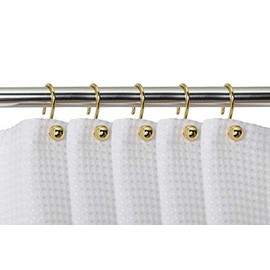 Utopia Alley Ball Shower Curtain Hooks, Rustproof Aluminum Shower Curtain Hooks for Bathroom Shower Rods Curtains, Set of 12 (Gold)