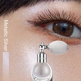 Shimmering Spray Powder Sparkle Powder, kaynest Body Glitter Face High Gloss Spray Highlighter Loose Powder Makeup Spray for Women Hair Nails Makeup (Metallic Silver)