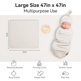 BubblePanda Rayon Made from Bamboo Swaddle Blanket 2PACK (Slate&Oat)