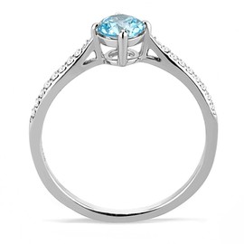 YourJewelleryBox SOLITAIRE ENGAGEMENT SIMULATED DIAMONDS STAINLESS STEEL RING BLUE TOPAZ A019 P