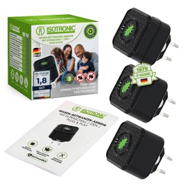 ISOTRONIC Milbenschutz Insektenschutz Ultraschall - 230V Milbenabwehr | Effektive Abwehr gegen Bettwanzen und Milben | Ideal für Allergiker und Kinderzimmer