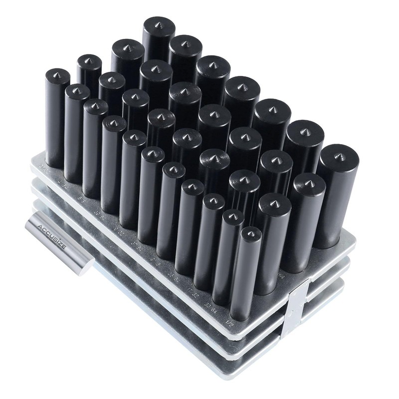 Accusize Industrial Tools 4-7/8" 33pc transfer Punch Set, 1/2" -