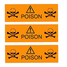Danger Poison Stickers Labels,0.5 x 1.5 Inches Fluorescent Orange with Black Poison Safety Stickers 500 Labels on a Roll
