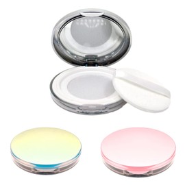 S.fields.inc Face Powder Case with Puff, 3 Color Set, Portable, Mesh, Refill, 0.1 oz (3 g), Mini Size