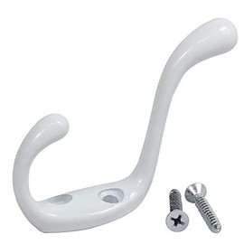 Rok Hardware Heavy Duty Dual Home Closet Wall Towel Coat Hook, 3-1/2", White ROKCH101WH
