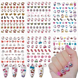 3D Cartoon Nail Art Stickers Self Adhesive Cute Nail Decals 6 Sheets Kawaii Design Nail Charms for Acrylic Nails Supplies Designer Nail Stickers for Women Girls DIY Nail Decorations Accessories