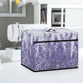 Tutolipy Purple Sewing Machine Dust Cover Cube Stain Resistant Drink Maker Appliance Protective Cover with Storage Pocket & Top Handle for Sewing Enthusiasts,Lavender Dragonfly