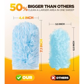 30 Count Duster Refill for Swiffer Duster with 1 Handle, One-Sided Disposable Dusters Refills with 4X Microfibers, Unscented Dusters for Cleaning Home, Furniture, Blinds & Vent