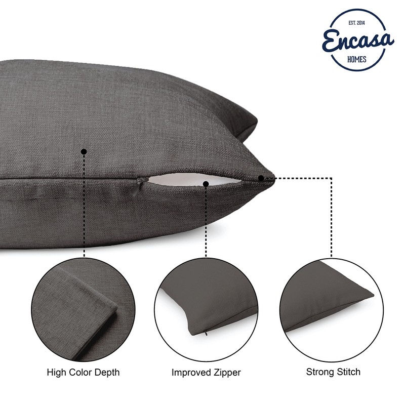 Encasa Homes Chenille Cushion Covers, Set of 2, Grey, 50