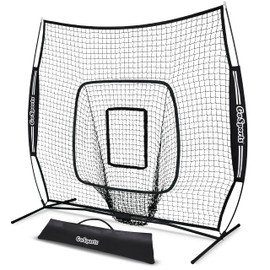 GoSports 6 x 6 ft Youth Baseball & Softball Net - Practice Hitting & Pitching Net with Bow Type Frame, Carry Bag and Strike Zone