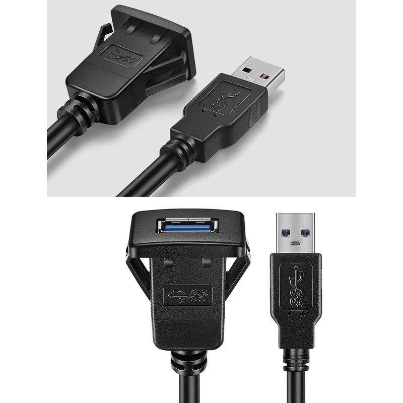 URWOOW USB3.0 Adapter, 6ft Flush Mount Extension Cable, for Car,