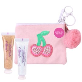 Petite N Pretty Sparkly Ever After Glitter Gift Set for Eyes, Cheeks, and Body, All-Over Glitter in Iridescent Angel & Sunbeam Gleam Shades, & Pink Cherry Pearl Keychain Wallet for Kids, Tweens, Teens