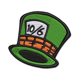 Mad Hatter Hat from Alice in Wonderland Multi-Color Embroidered Iron-On Patch Applique - Mini 2.0 Inch