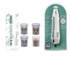 Embossing Starter Kit: Wow Heat Tool Machine, Emboss It Pen, Wow Gold, Silver, Platinum and Copper Powder Set