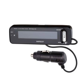 Napolex Fizz-1027 Car Voltage Meter Clock, Radio Clock with Voltmeter, Car Plug Power (12V), Alarm (Snooze), Calendar Display, Misalert Prevention, Mounting Bracket, Adjustable Angle, Digital Watch