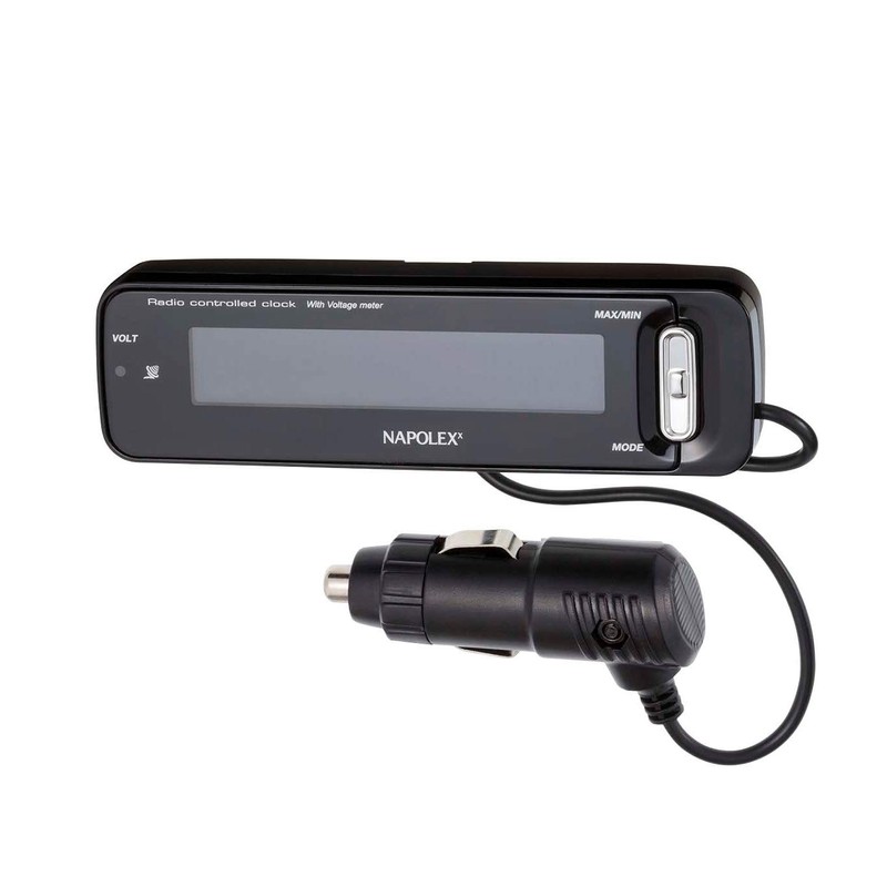 Napolex Fizz-1027 Car Voltage Meter Clock, Radio Clock with Voltmeter,