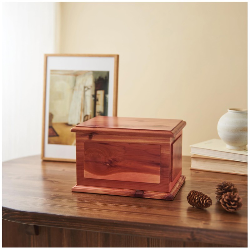 AspenStudio Cedar Wooden Urn for Cremation Ashes Handcrafted Cedar Wooden