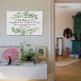 BIWSHA Inspirational The Best Things Quotes Canvas Wall Art Prints Decor for Home Bathroom Bedroom Living Room Office，Positive Themed Paintings Art Decor 16x24 Inches，Green Plants Art Gifts