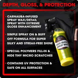 Swift High-Gloss Spray Wax (16 Oz) – Carnauba Liquid Wax Polish for Car Detailing | Easy to Use, Hides Micro Scratches & Safe on All Surfaces | Polish & Protect All Vehicle Types After Car Wash!