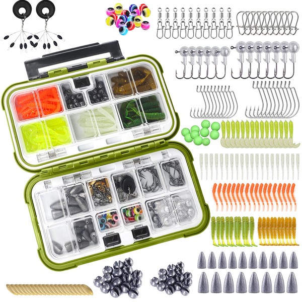 Leeko 221-Piece Fishing Accessories Fishing Lure Set, Waterproof Fishing Box
