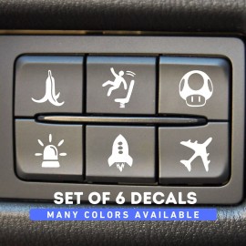 Unbranded Set of 6 Funny Blank Car Buttons- Eject Seat, Banana, Mario Cart, Rocket, Siren,