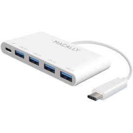 Macally UC3HUB4C 3.1 USB-C to 4 port USB-A hub with 1 USB-C charge port