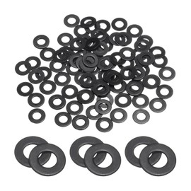sourcing map 100 Pcs M3.5 Stainless Steel Flat Washers, 3.8mm ID x 8mm OD x 0.5mm Thick Black Zinc Plated Metal Washers for Screws and Bolts