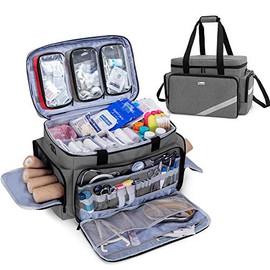Trunab - Bolsa de primeros auxilios vacía, bolsa médica profesional para emergencias con divisores interiores y parte inferior antideslizante, ideal p