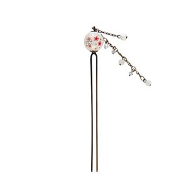 Hair Stick for Bun Kanzashi Metal Hair Pin, Japanese Style Hairpin Hair Chopsticks Hair accessory for women (Clear beads SAKURA/White)