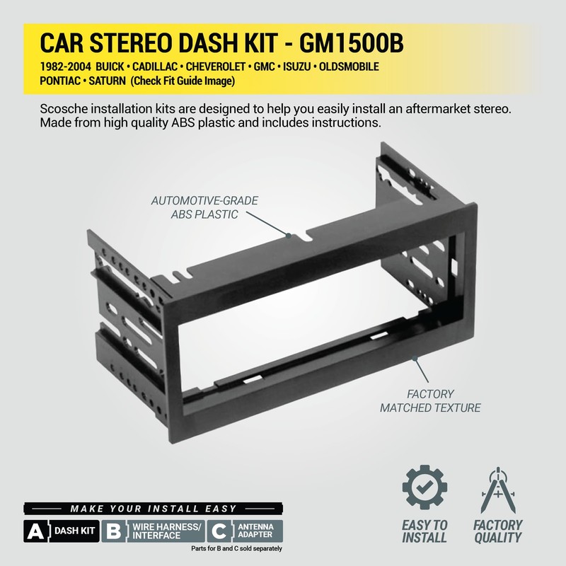 Scosche GM1500B Single DIN Radio Dash Kit with Universal Brackets