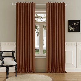 Rust 102 Inch Length Curtains, 100% Blackout Curtains 84 Inch Extra Wide for Bedroom Thermal Insulated Noise Cancelling Pleated Heading Tape Ring Back Tab Kids Boho Drapes 2 Pcs 84x102 Terracotta