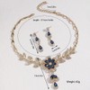 TTPSRY Jewelry Set for Women Crystal Flower Necklace Earrings Teardrop