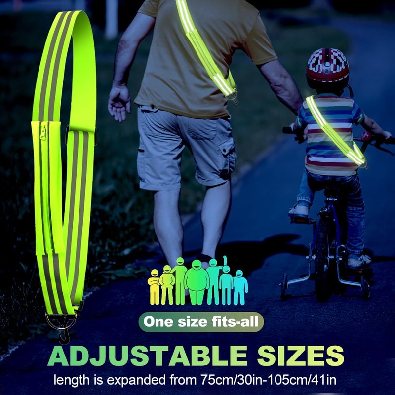 Reflective Running Gear, Reflective Sash Adjustable High Vis Running Vest