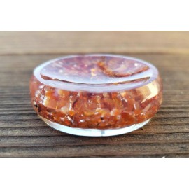 ORGONE CARNELIAN GEMSTONE SPHERE STAND AND WORRY STONE ORGONITE