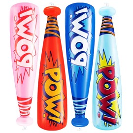 AOEVUIR Inflatable Baseball Bat, Beach Ball for Children, Baseball Party Accessories, Ideal for Pools, Beaches and Patios, Pack of 4