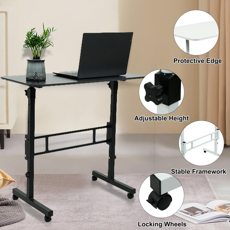 USEFULTEK Mobile Standing Desk, Small Height Adjustable Computer Workstation with