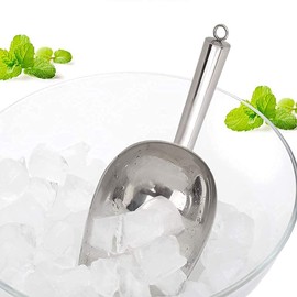 Cuchara de hielo para alimentos, cuchara multifuncional de acero inoxidable para granos de café Pala de frutas secas para banquete de boda Bar Baño de cocina(12oz)