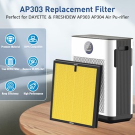 MAKKULN AP303 AP304 Replacement H14 HEPA Air Filters for DAYETTE AP303/304 Air Purif-ier and for FRESHDEW Air Purifi-er AP303/304, 3-Stage Filtration System, 2-Pack