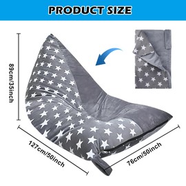 Byzesty Bean Bag Chair Cover, Bean Bag Kids Cuddly Toy Storage Stuffed Toy Bean Bag Cover Bean Bags for Children Bean Bag Children's Room Children's Couch (Star)