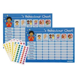 Amonev Behaviour chart 2x Blue Pack Amonev Behaviour Reward Charts for boys and girls Toddlers Twin Pack with 225 star stickers included