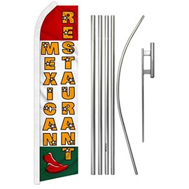 Mexican Restaurant Swooper Advertising Flag & Pole Kit - Perfect for Restaurants, Food Trucks, Food Courts