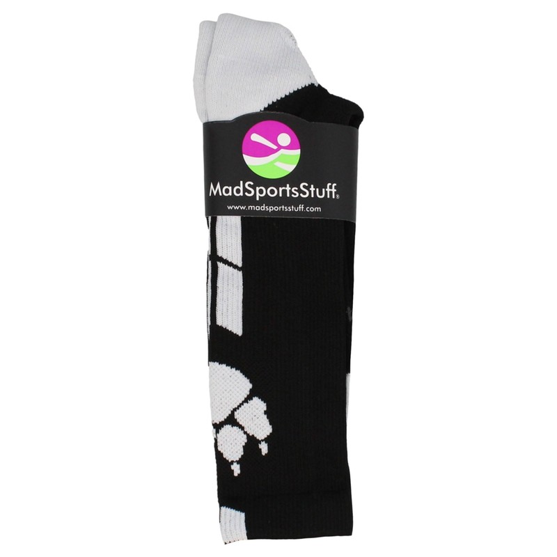 MadSportsStuff Wild Paws Crew Socks (Black/White, Medium)