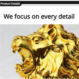 BNTR Lion Car Ornament Stocking Stuffers Cool Creative Electroplate Lion Car Interior Decoration Accessory Office Home Desk Ornament Nice Gift (Small Gold Lion)